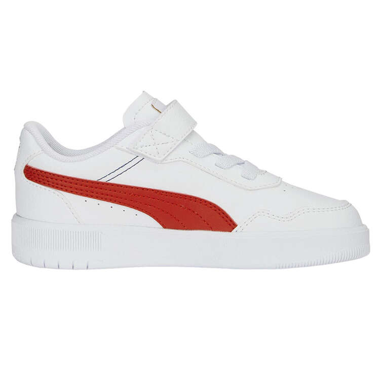 Puma Court Ultra PS Kids Casual Shoes, White/Red, rebel_hi-res