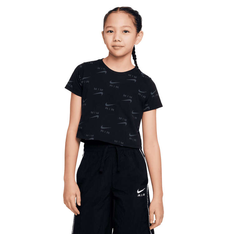 Nike Girls Sportswear Crop Air AOP Tee Black XS, Black, rebel_hi-res