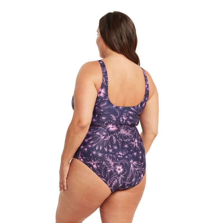 Zoggs Womens Sandon Scoopback One Piece Swimsuit, Navy/Print, rebel_hi-res
