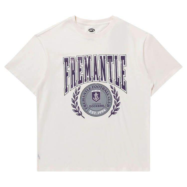 Fremantle Dockers 2024 Mens Arch Graphic Tee White S, White, rebel_hi-res