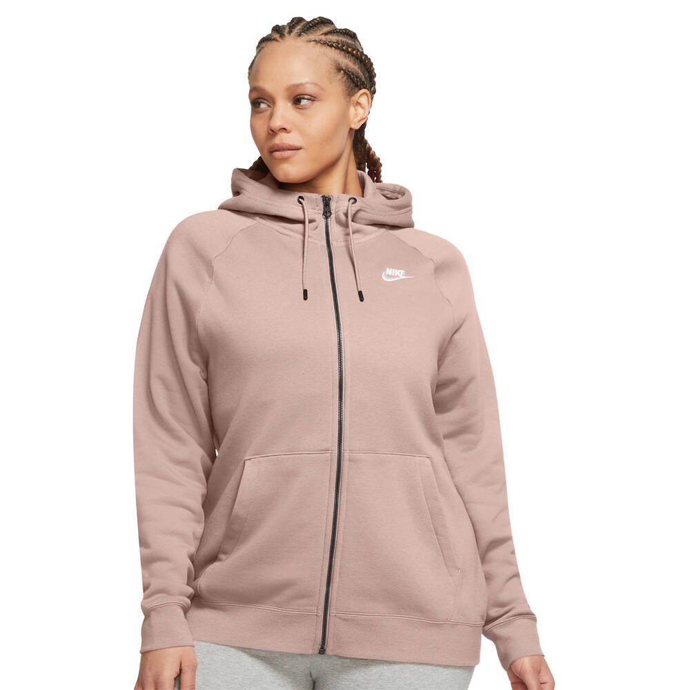 Nike Womens Sportswear Essentials Full Zip Hoodie (Plus Size) Pink 3XL ...