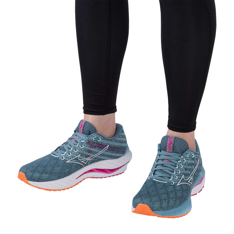 Mizuno Wave Inspire 19 Womens Running Shoes, Blue/Pink, rebel_hi-res