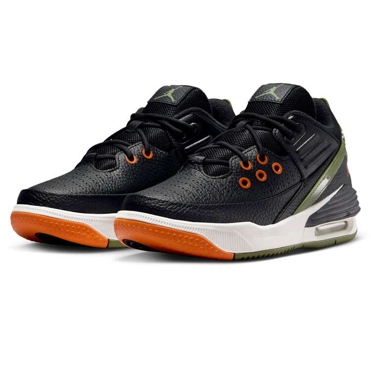 Jordan Max Aura 5 GS Kids Basketball Shoes, Black/Olive, rebel_hi-res