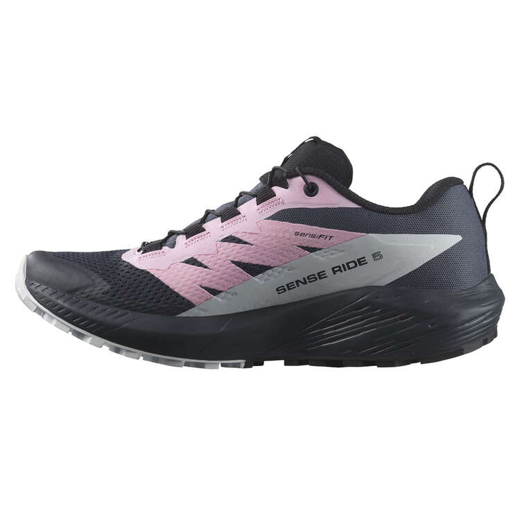 Salomon Sense Ride 5 Womens Trail Running Shoes, Black/Purple, rebel_hi-res