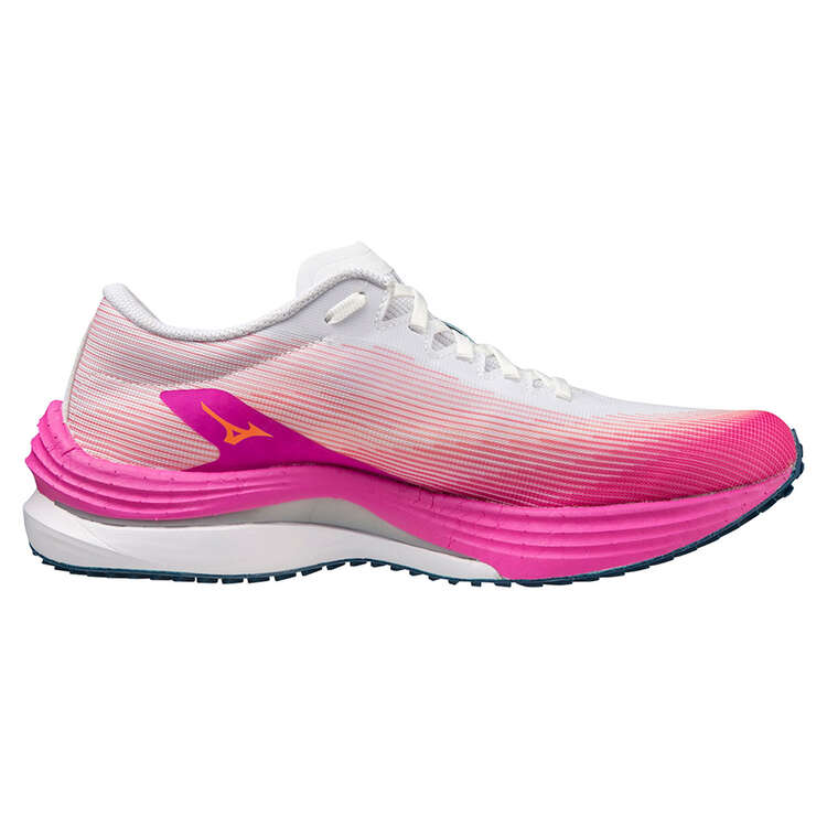 Mizuno Wave Rebellion Flash Womens Running Shoes, Pink/White, rebel_hi-res
