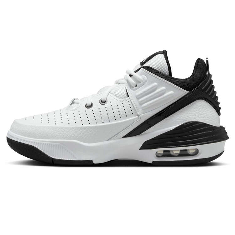Jordan Max Aura 5 GS Kids Basketball Shoes, White/Black, rebel_hi-res