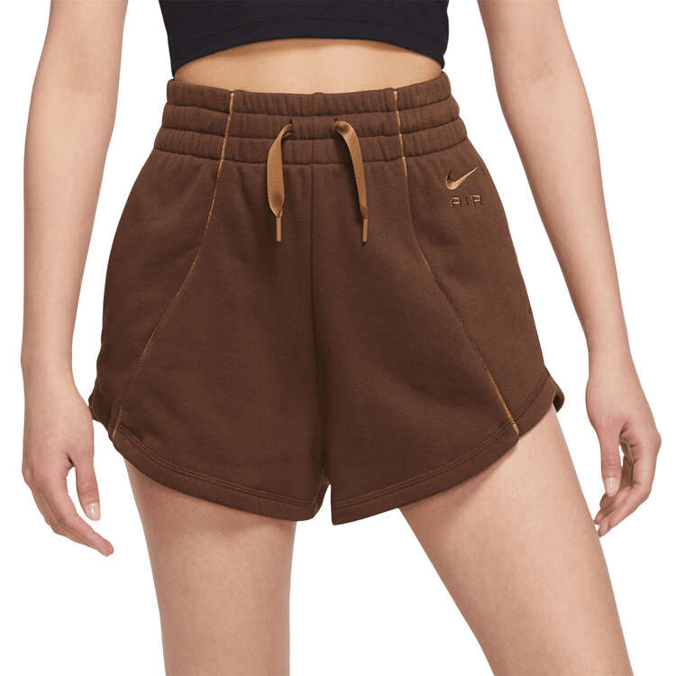 Nike Air Womens High-Rise Fleece Shorts Brown XL