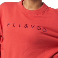 Ell & Voo Womens Noah Cropped Crew Sweatshirt, Cherry, rebel_hi-res