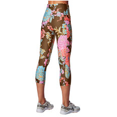 Running Bare Womens Ab Waisted Power Moves 3/4 Tights, Print, rebel_hi-res
