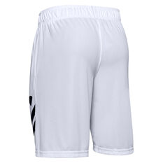 Under Armour Mens Baseline 10" Court Basketball Shorts White S, White, rebel_hi-res