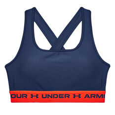 Under Armour Womens Mid Crossback Sports Bra Navy XS, Navy, rebel_hi-res