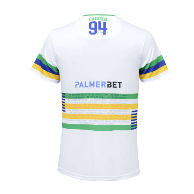 Canberra Raiders 2024 Mens Run Out Tee White S, White, rebel_hi-res