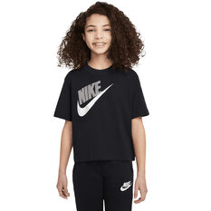 Nike Girls Sportswear Essential Boxy Tee Black XS, Black, rebel_hi-res