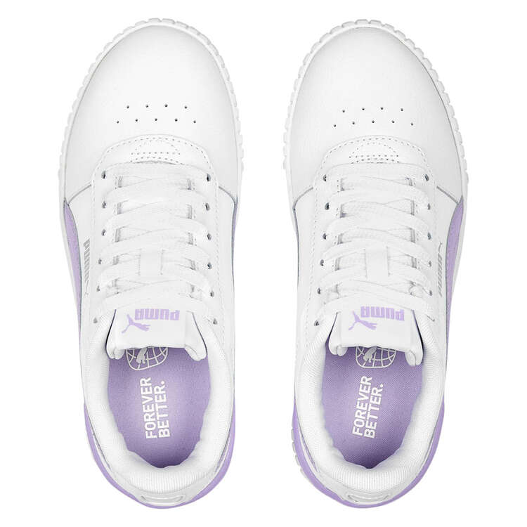 Puma Carina 2.0 GS Kids Casual Shoes, White/Purple, rebel_hi-res