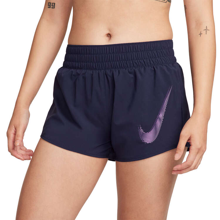 Nike One Womens Dri-FIT Swoosh Brief Lined Running Shorts, Blue, rebel_hi-res