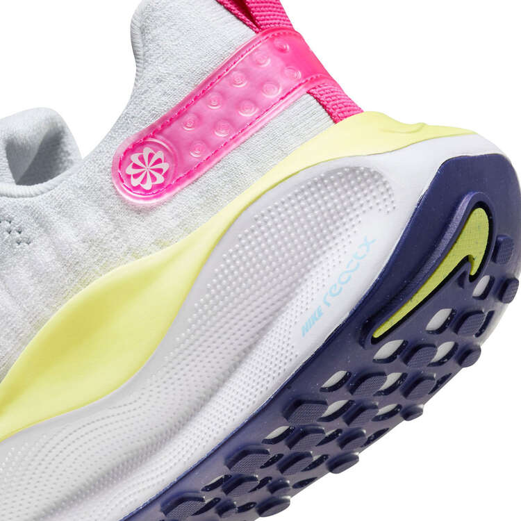 Nike React InfinityRN Flyknit 4 Womens Running Shoes, White/Pink, rebel_hi-res