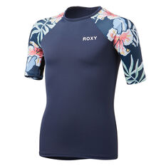 Roxy Girls Summer Good Wave Rash Vest Blue 8, Blue, rebel_hi-res