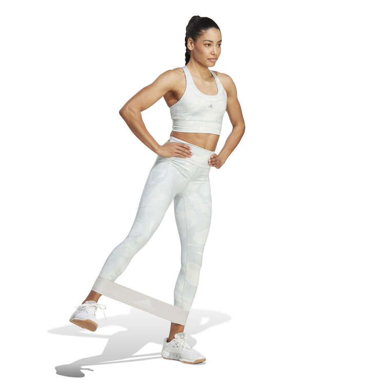 adidas Womens Run Medium Support Pocket Sports Bra, White, rebel_hi-res