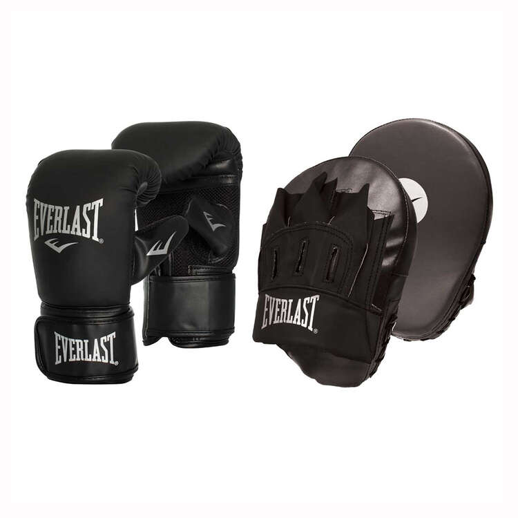 Everlast Tempo Bag Boxing Glove and Mitt Combo Black S / M, Black, rebel_hi-res