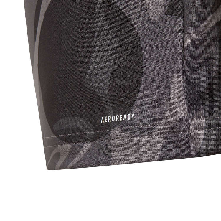 adidas Girls Essentials Aeroready All Over Print Crop Tee, Black, rebel_hi-res