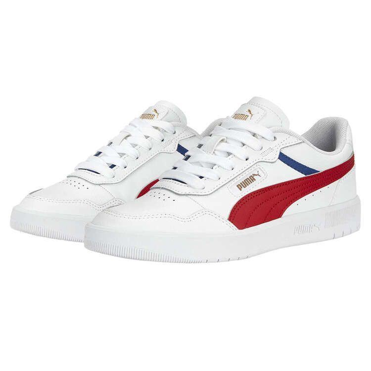 Puma Court Ultra GS Kids Casual Shoes, White/Red, rebel_hi-res