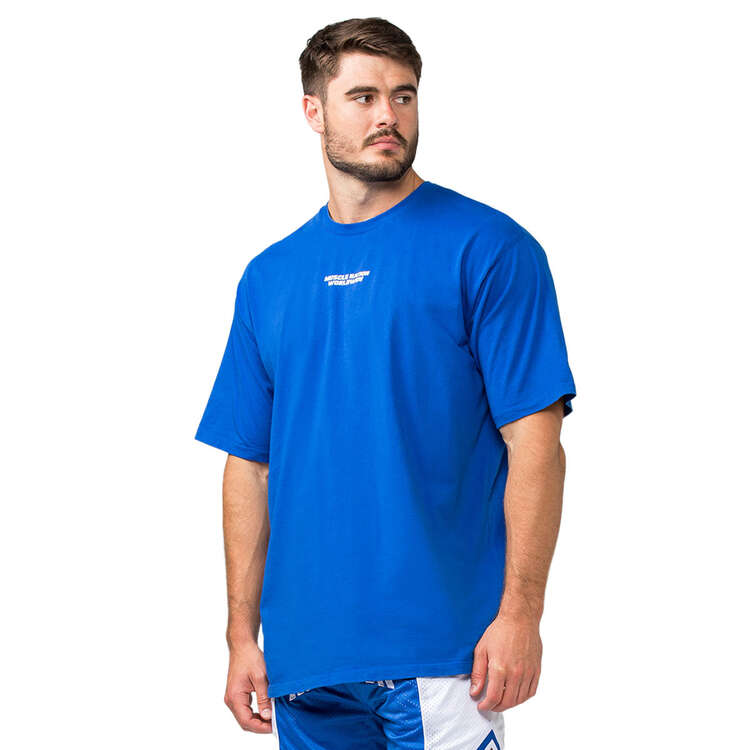 Muscle Nation Mens Represent Oversized Tee, Blue, rebel_hi-res