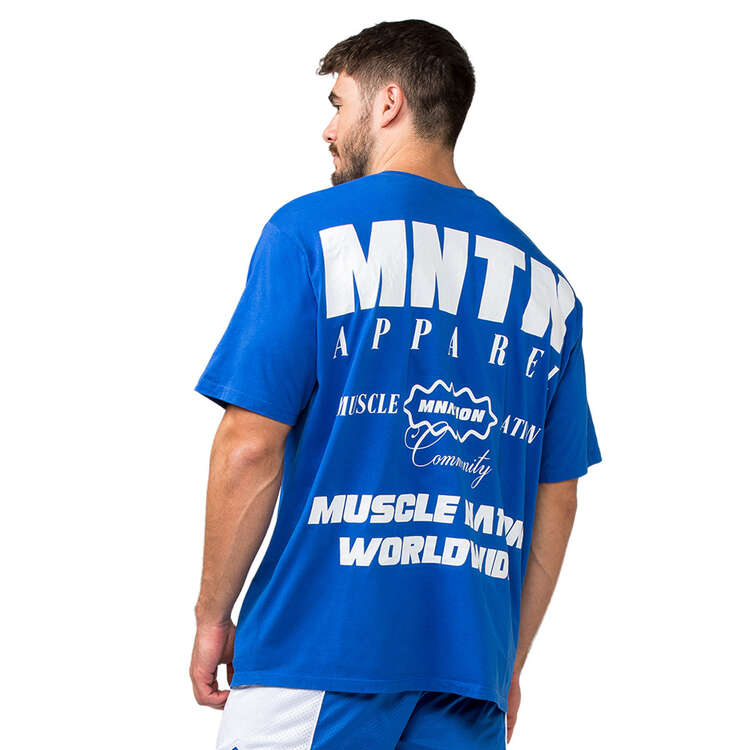 Muscle Nation Mens Represent Oversized Tee, Blue, rebel_hi-res
