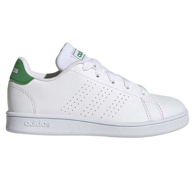adidas Advantage Court Lace Kids Casual Shoes, White/Green, rebel_hi-res