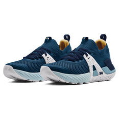 Under Armour Project Rock 4 GS Kids Training Shoes, Blue/Yellow, rebel_hi-res