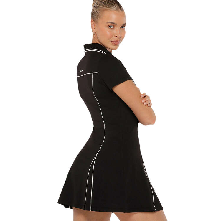 Lorna Jane Womens Deuce Retro Tennis Dress Black XS, Black, rebel_hi-res