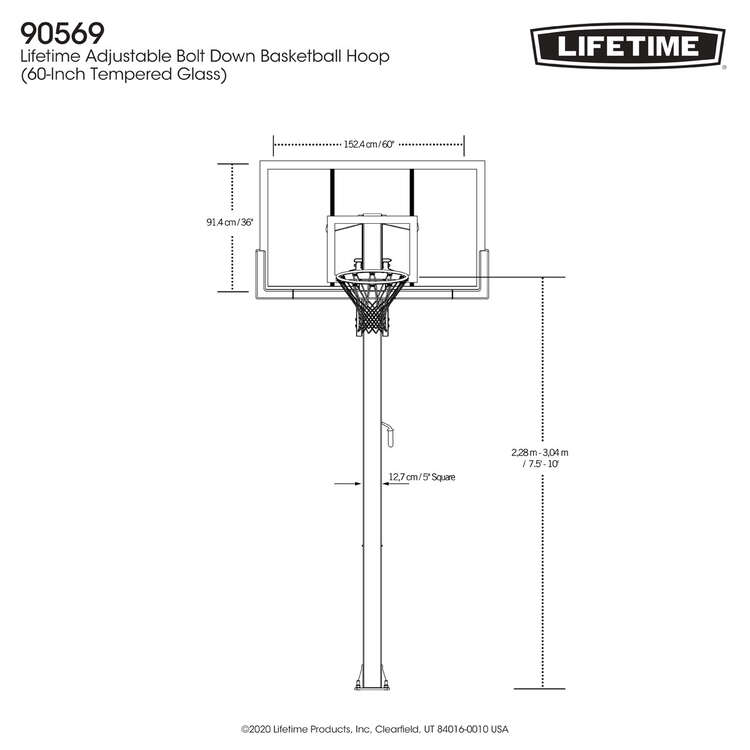 Lifetime 60" Tempered Glass Pro Slam In Ground Basketball Hoop, , rebel_hi-res
