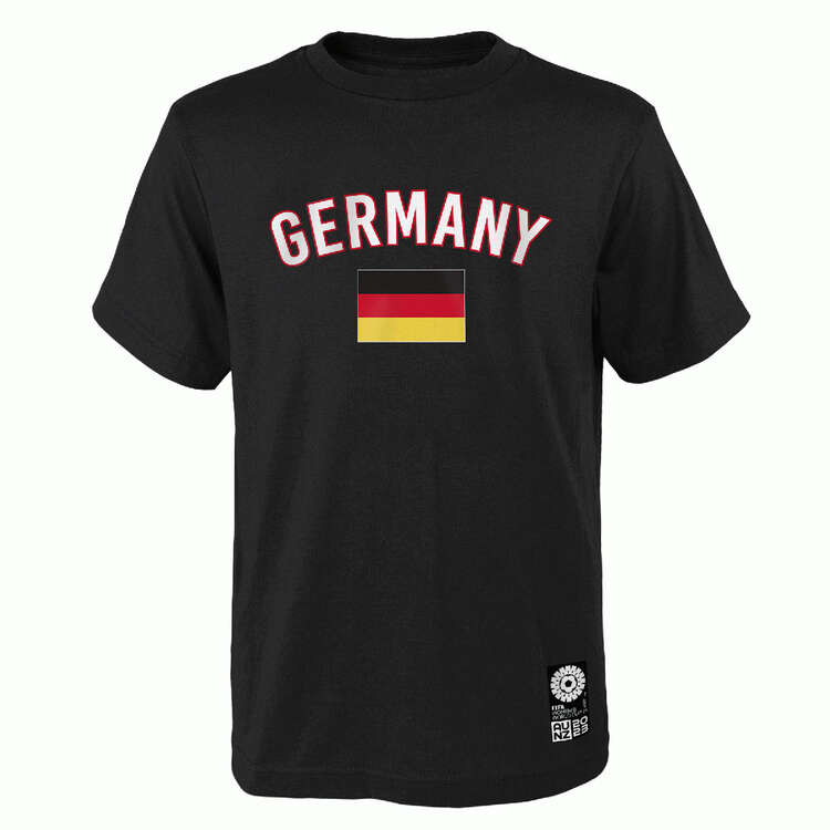Germany 2023 Kids Football Supporter Tee Black S, Black, rebel_hi-res