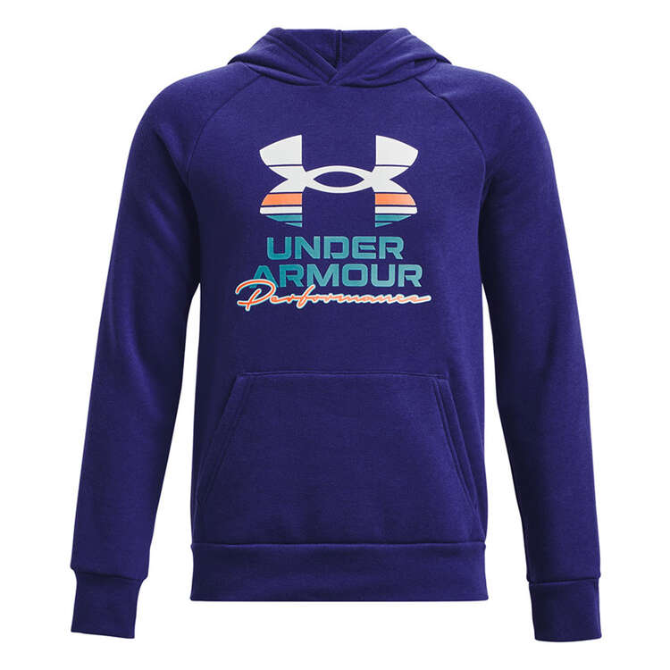Under Armour Boys Rival Fleece Graphic Hoodie Blue XS, Blue, rebel_hi-res