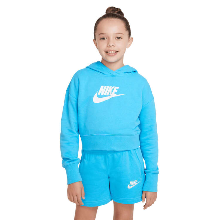 Nike Girls Sportswear Club French Terry Crop HBR Hoodie, Blue, rebel_hi-res