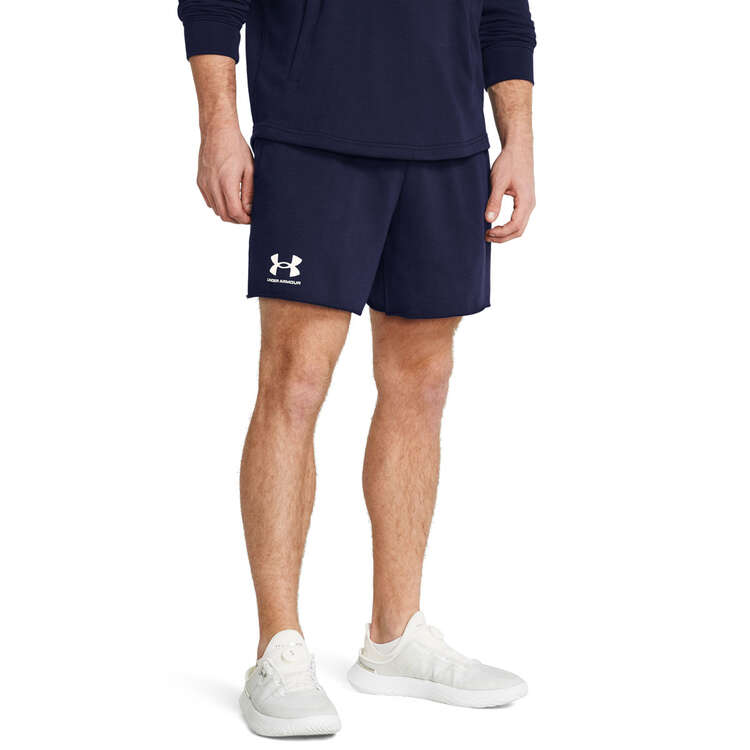 Under Armour UA Rival Terry 6-inch Shorts Navy XS, Navy, rebel_hi-res