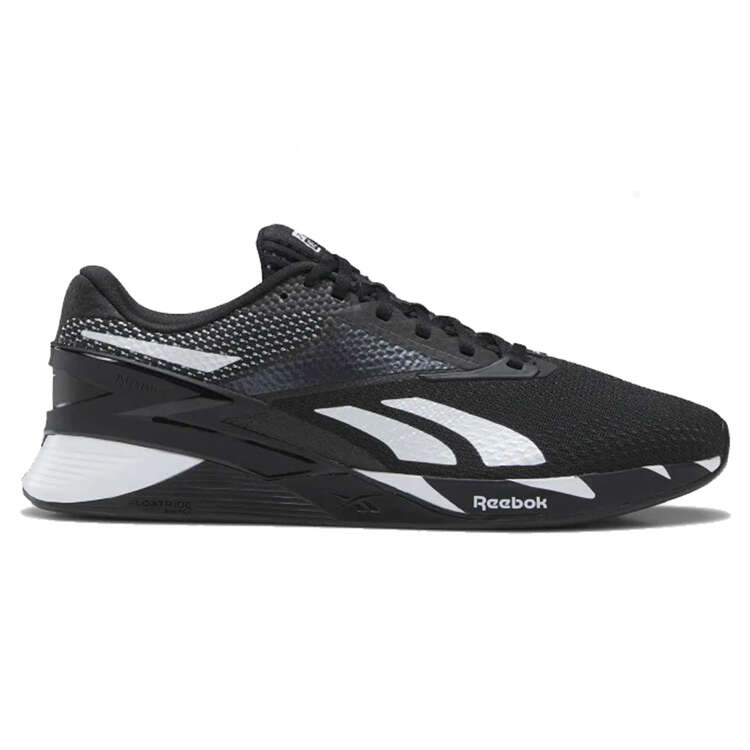 Reebok Nano X3 Mens Training Shoes Black/White US 8, Black/White, rebel_hi-res
