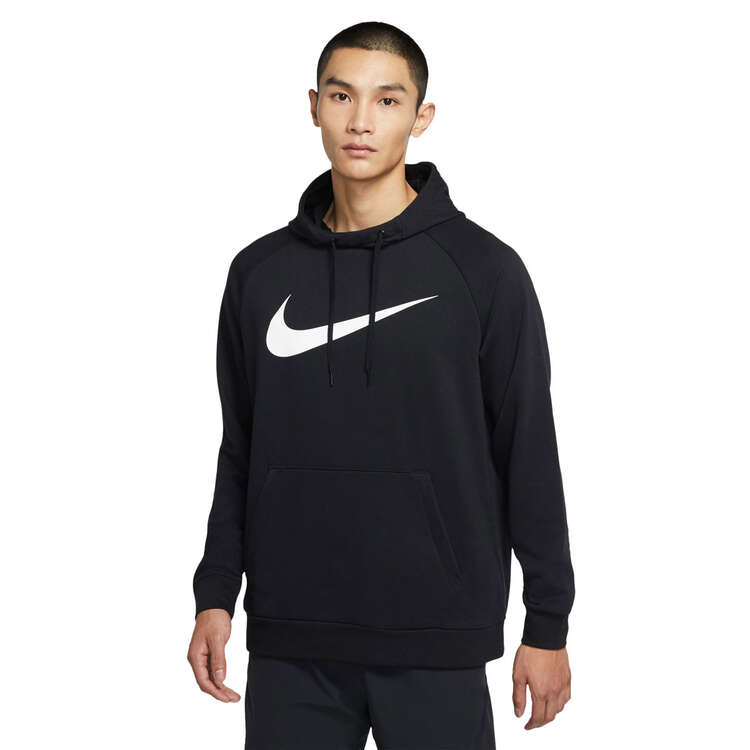 Nike Mens Dry Graphic Pullover Fitness Hoodie Black/White S, Black/White, rebel_hi-res