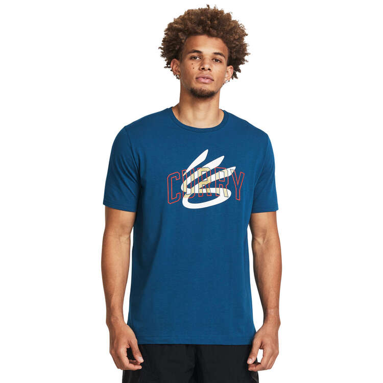 Under Armour Mens Curry Champ Mindset Tee, Blue, rebel_hi-res
