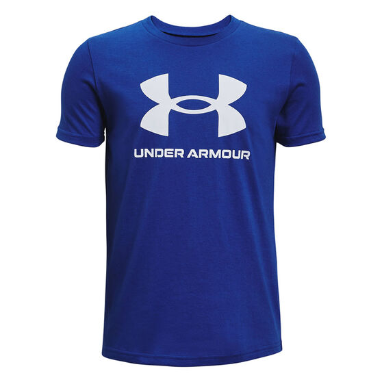 Under Armour Boys Sportstyle Logo Tee, Blue, rebel_hi-res