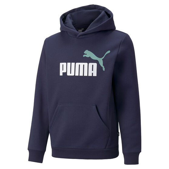 Puma Boys Essential Two Toned Big Logo Hoodie, Navy, rebel_hi-res