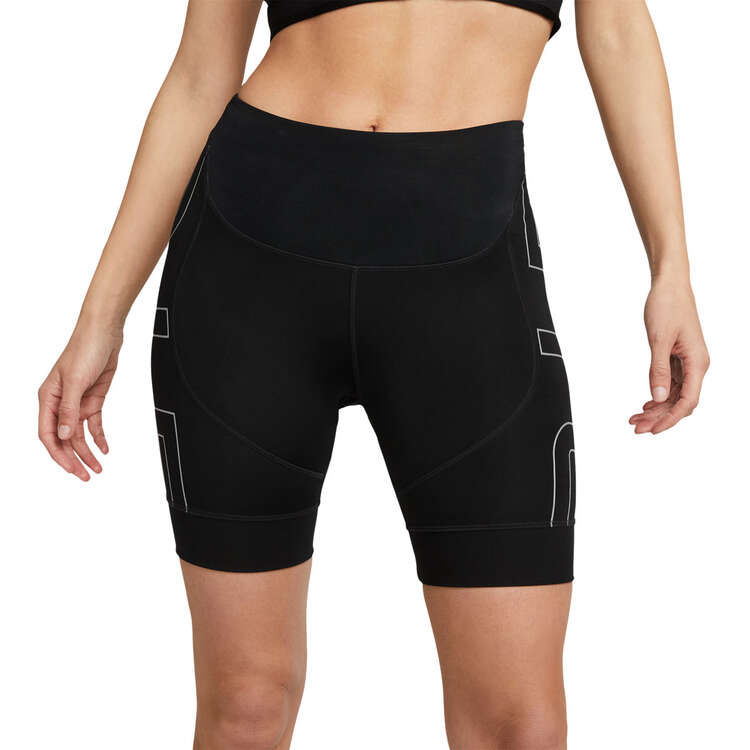 Nike Air Womens Mid-Rise 7 Inch Running Biker Shorts Black XS, Black, rebel_hi-res