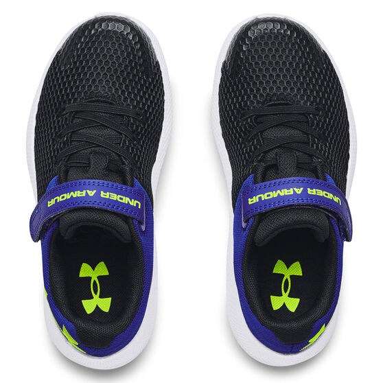 Under Armour Charged Pursuit 2 PS Kids Running Shoes, Black/White, rebel_hi-res