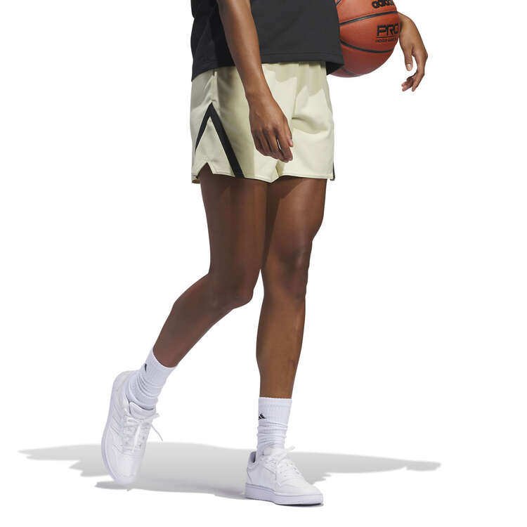 adidas Womens Basketball Shorts, Beige, rebel_hi-res