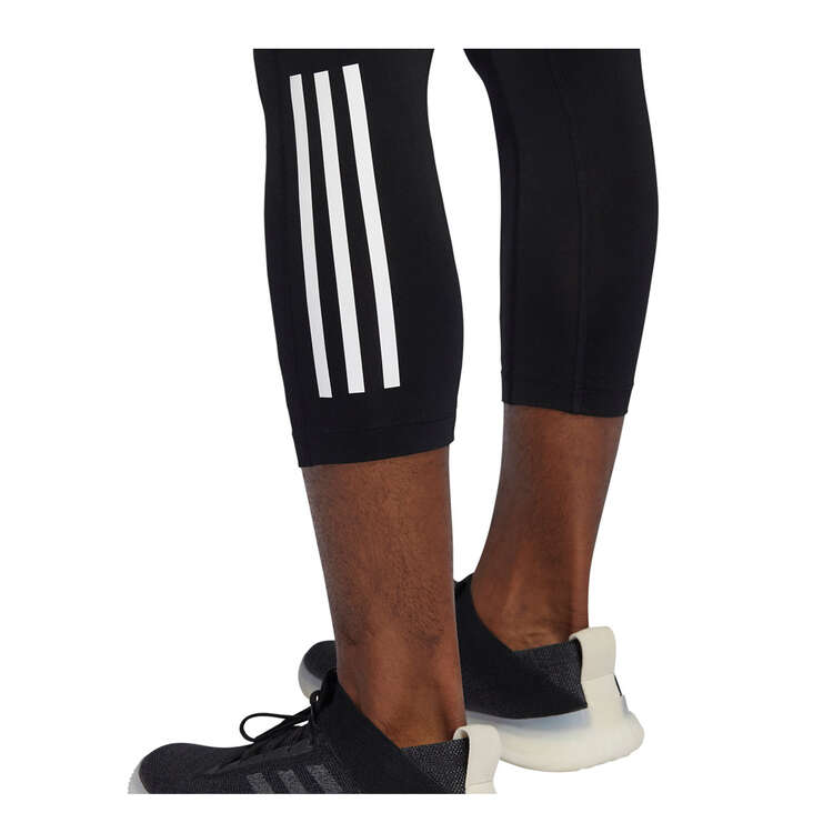adidas Mens 3/4 3-Stripes Tights Black S, Black, rebel_hi-res