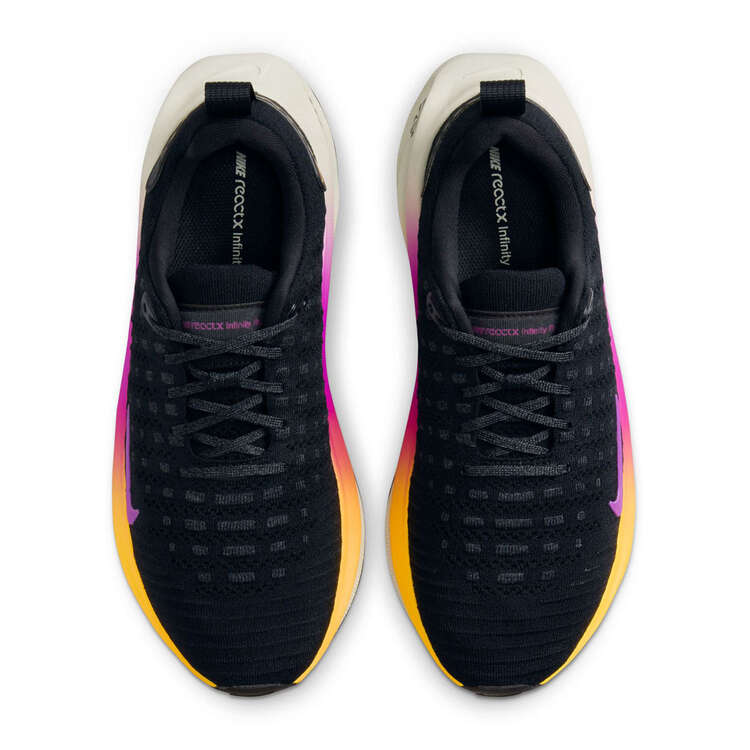 Nike React InfinityRN Flyknit 4 Womens Running Shoes, Black/Purple, rebel_hi-res