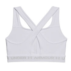 Under Armour Womens Mid Crossback Sports Bra, White, rebel_hi-res