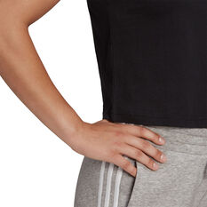 adidas Womens Essentials Loose 3-Stripes Cropped Tee, Black, rebel_hi-res