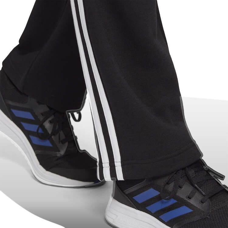 adidas Mens Essentials Fleece Open Hem 3-Stripes Pants, Black, rebel_hi-res