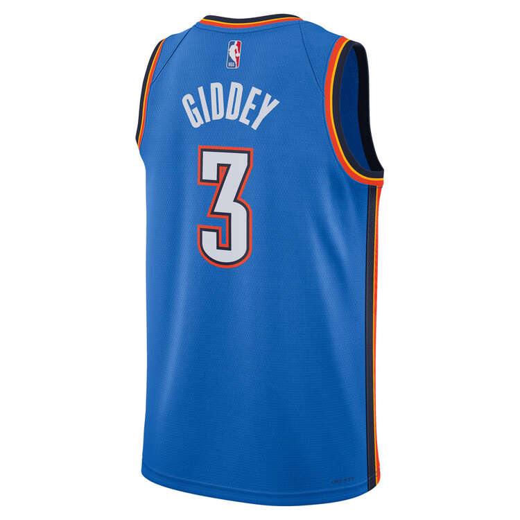 Oklahoma City Thunder Josh Giddey Mens Icon Edition 2023/24 Basketball Jersey Blue S, Blue, rebel_hi-res