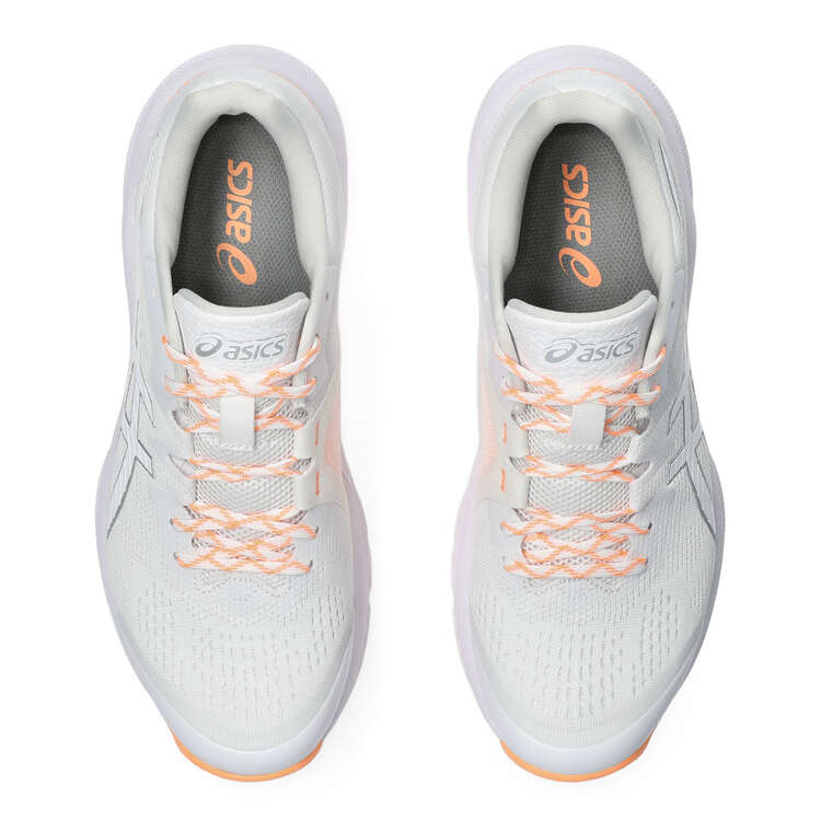 Asics Netburner Shield Womens Netball Shoes, White/Orange, rebel_hi-res